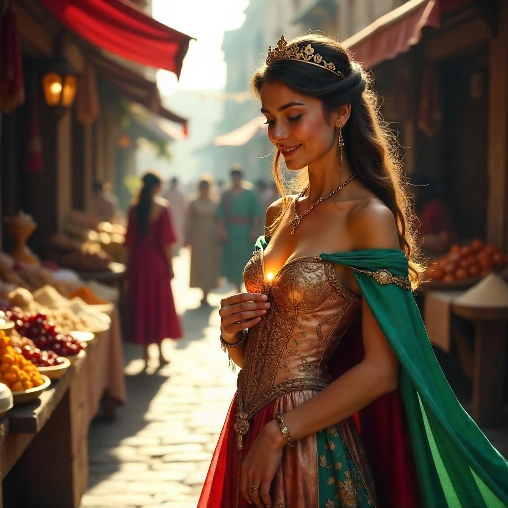 Photorealistic Princess in a Bustling Market