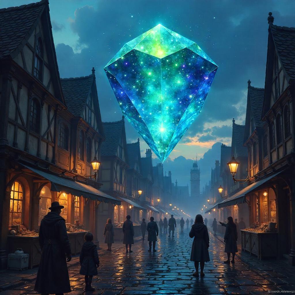 Soul Gem in a Town Square: Atmospheric Concept Art