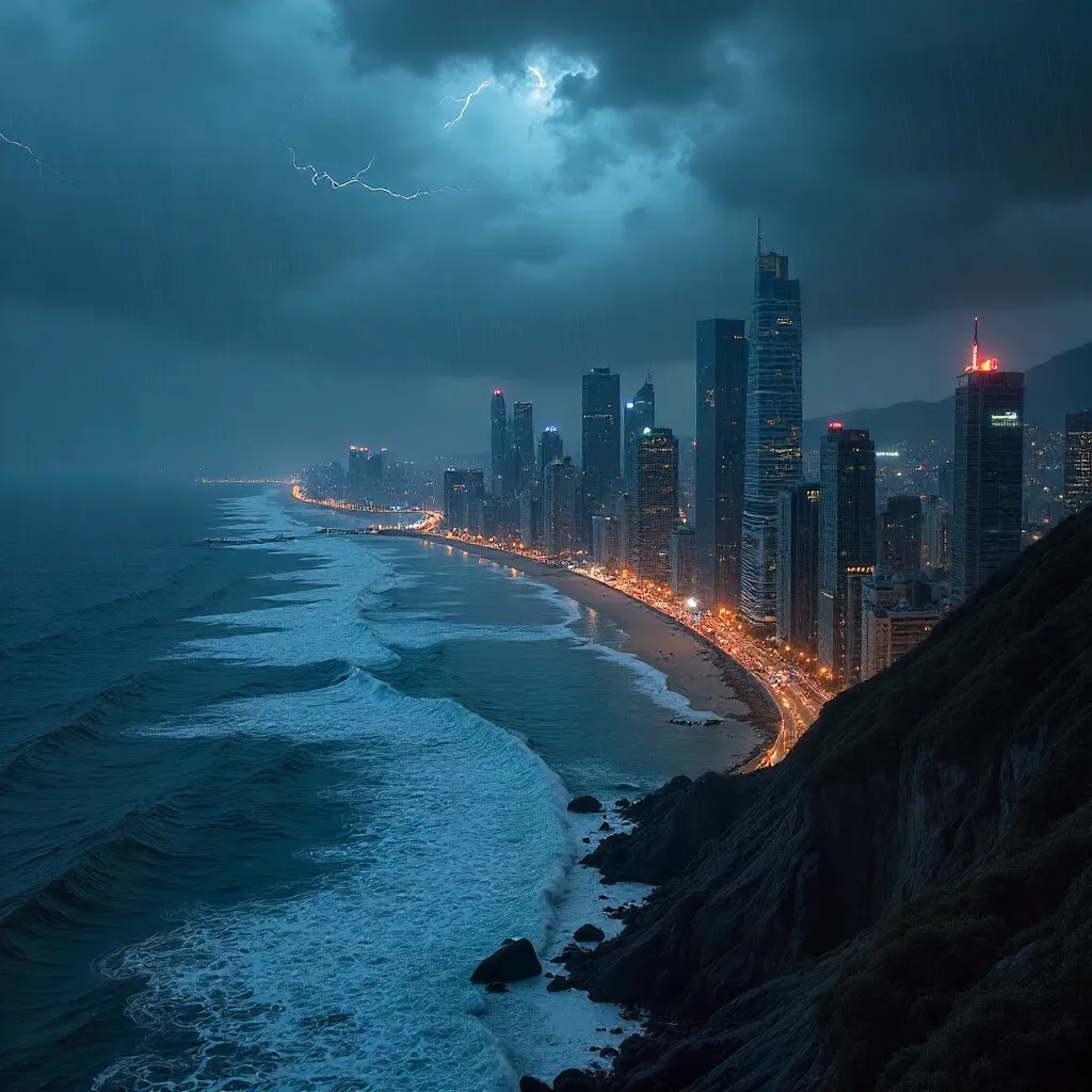 Storm-Soaked Skyline Meets the Sea