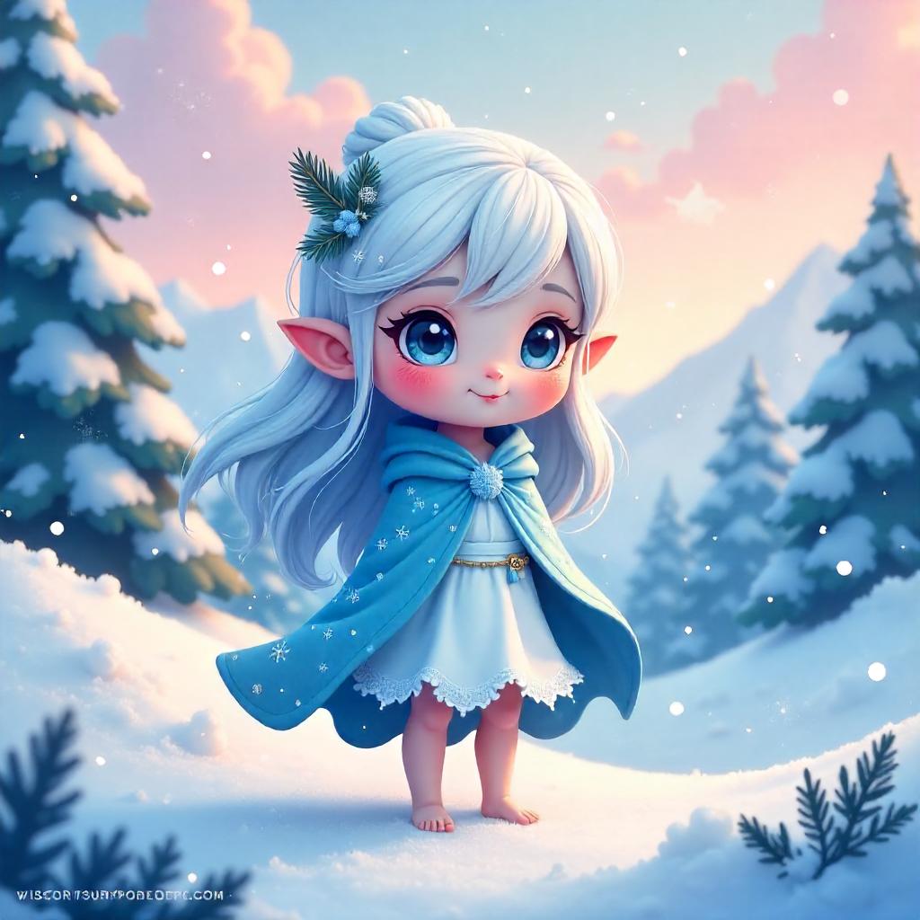 Nymph in a Snowy Cartoon Realm