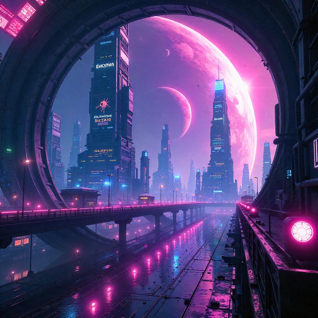 Neon Orbit City: A Cyberpunk Metropolis in Space