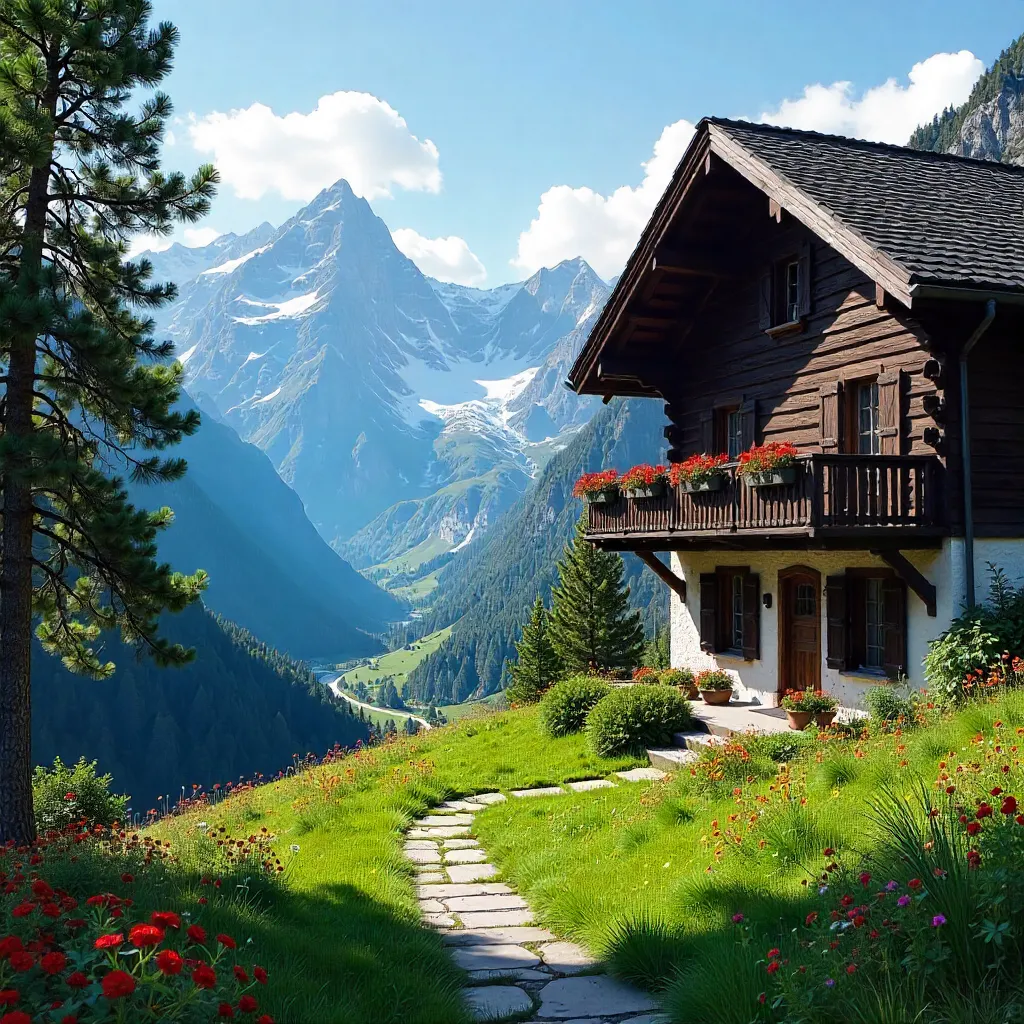 Charming Alpine Swiss House with Majestic Mountain View