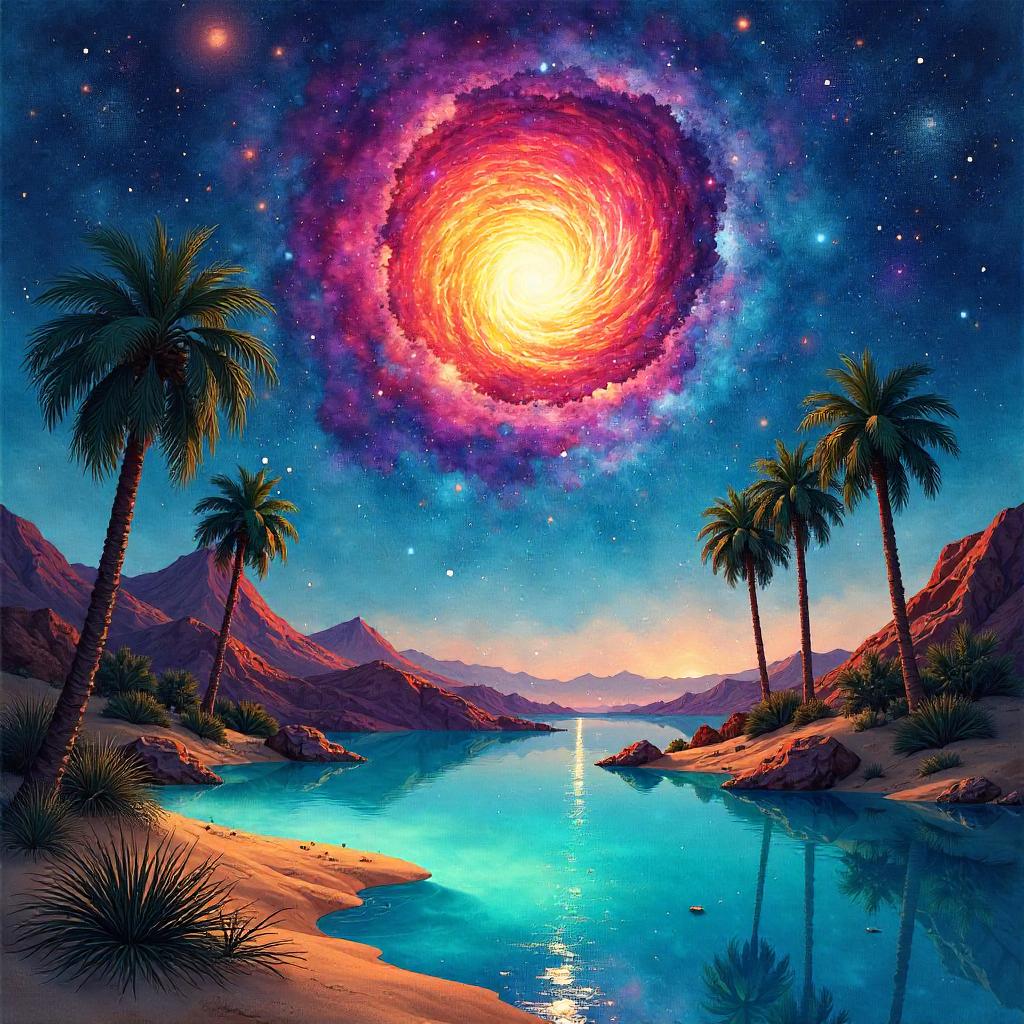 Supernova Oasis: A Watercolor Night