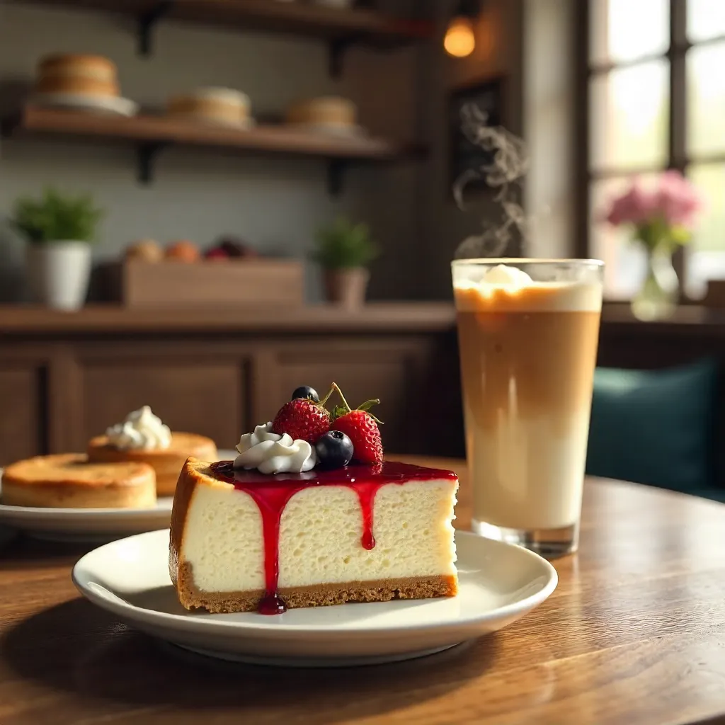 Cozy Café Cheesecake & Iced Coffee Moment