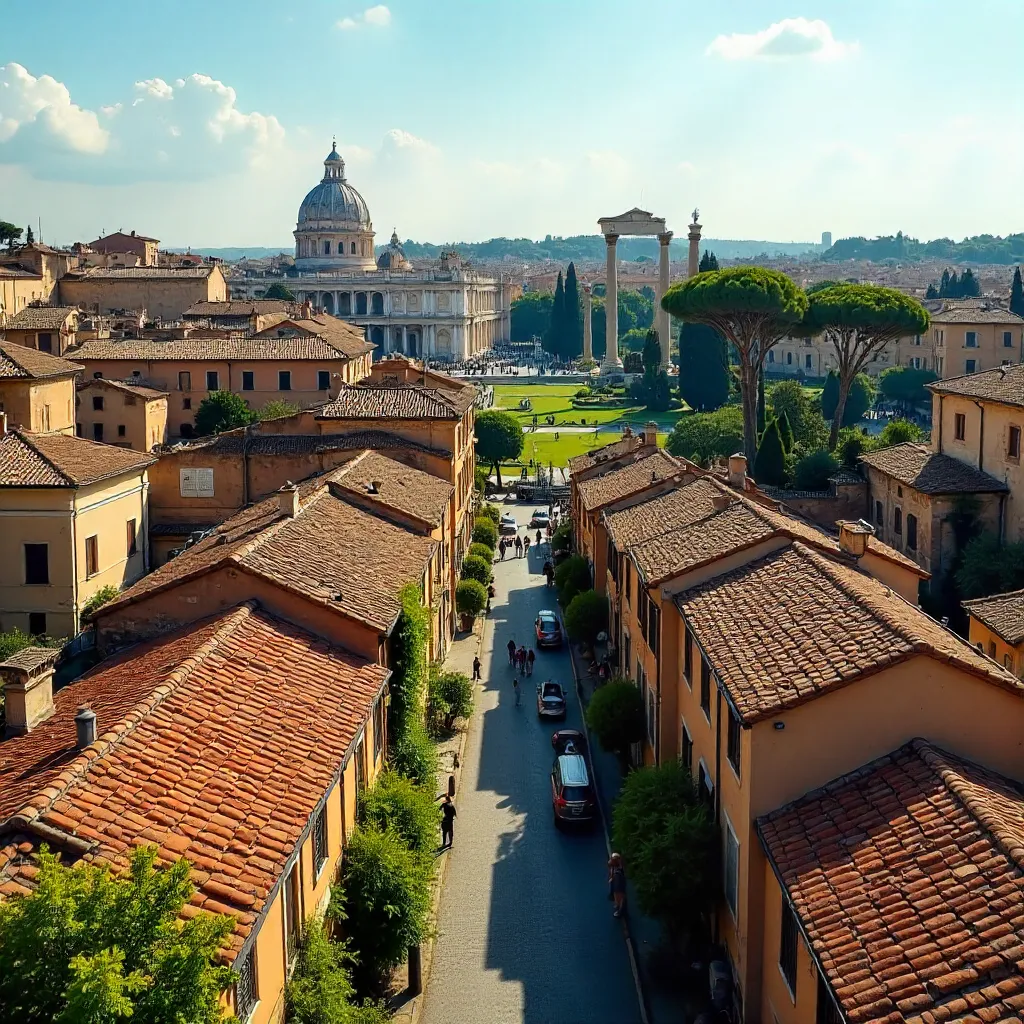 Aerial View of Historic Rome on a Sunny Day