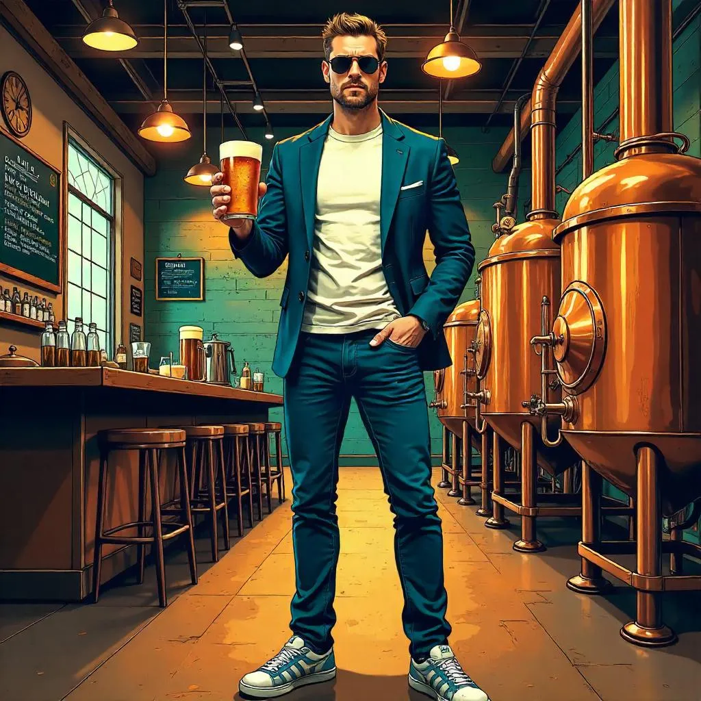 Stylish White Man at a Comic Brewery