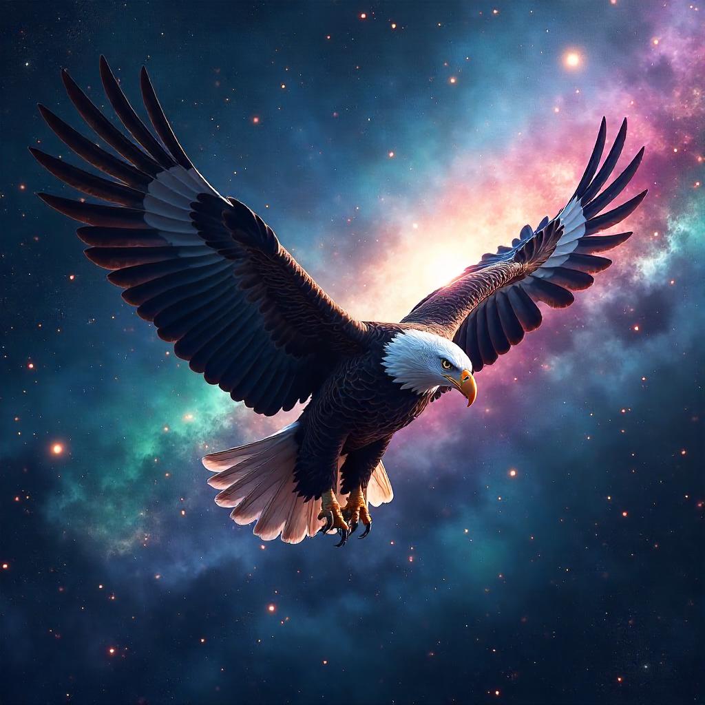 Majestic Bald Eagle in a Nebula