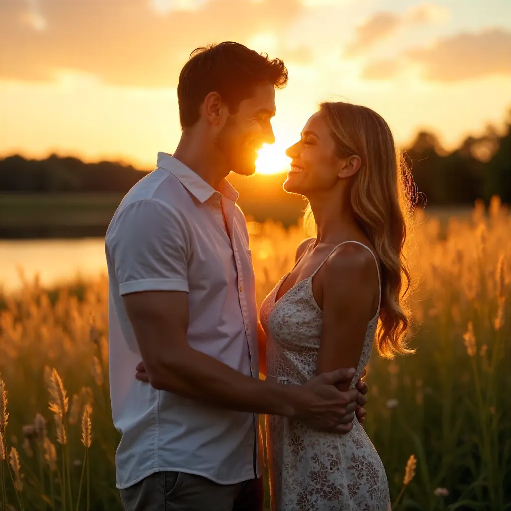 Golden Hour Embrace: Sunset Love