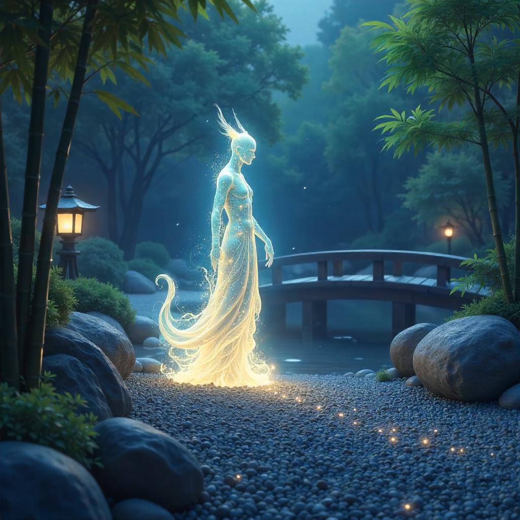 Djinn in a Tranquil Digital Zen Garden