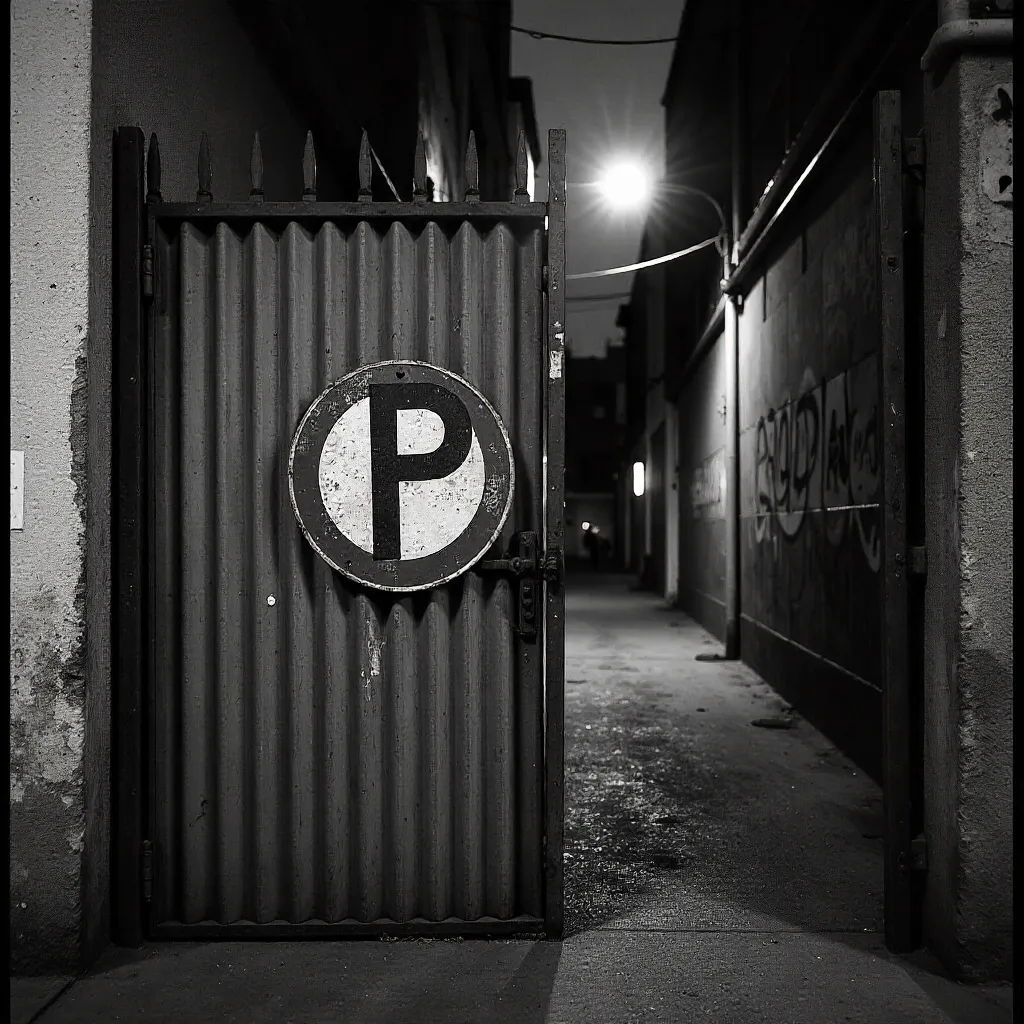 No Parking Sign on Corrugated Gate in Buenos Aires