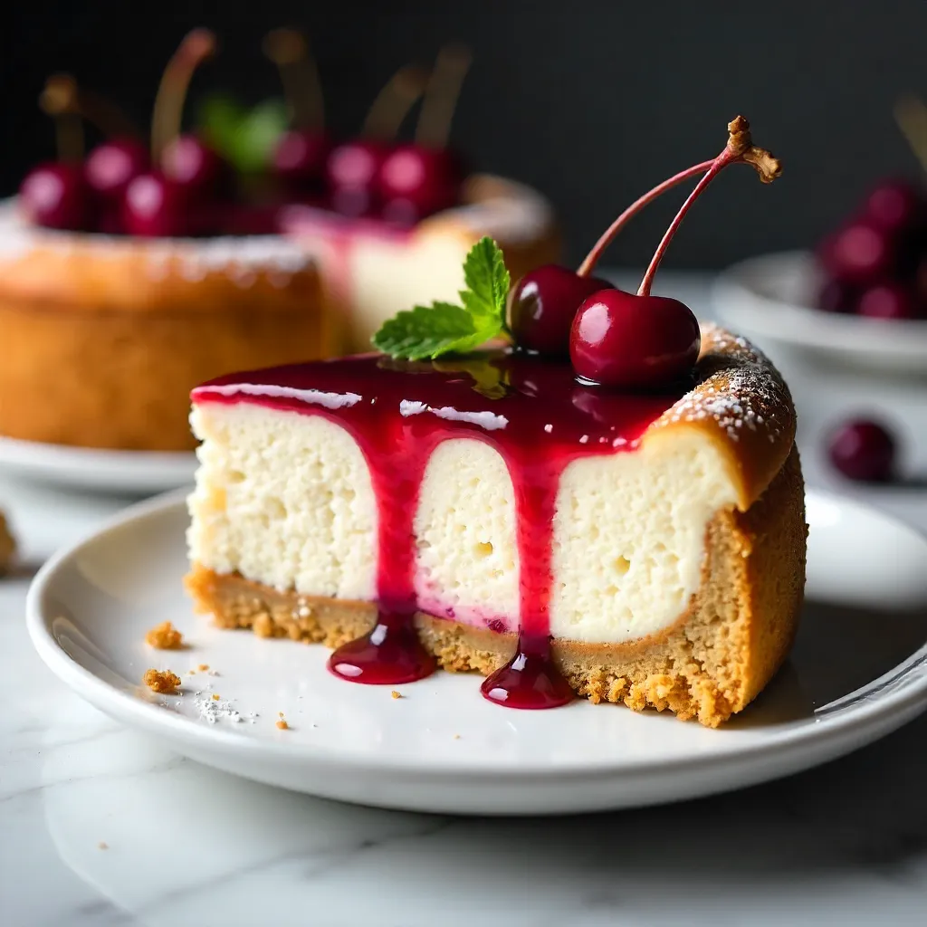 Decadent Artisan Cherry Cheesecake with Crumbly Base