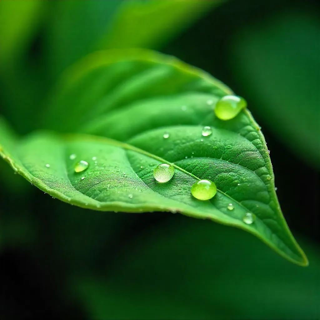 Macro Close-Up: Dew-Kissed Tropical Leaves
