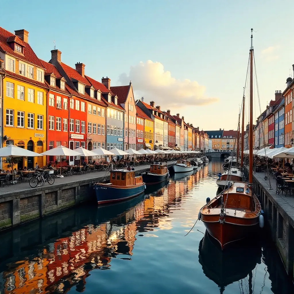Vibrant Nyhavn Harbor: Colorful Facades & Boats
