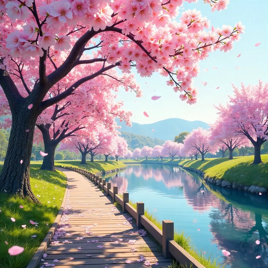Serene Cherry Blossoms on a Clear Spring Day