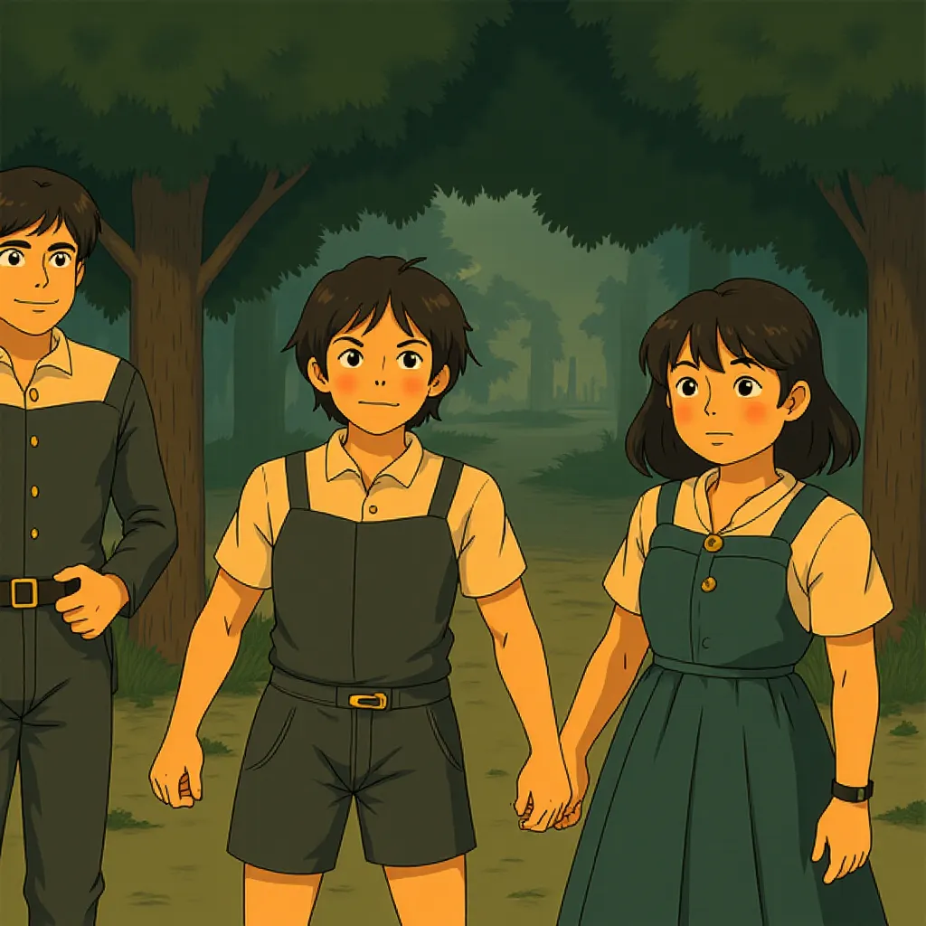 Pedro Pascal, Ebon Moss-Bachrach, and Vanessa Kirby in The Fantastic Four: First Steps (2025) - Ghibli style