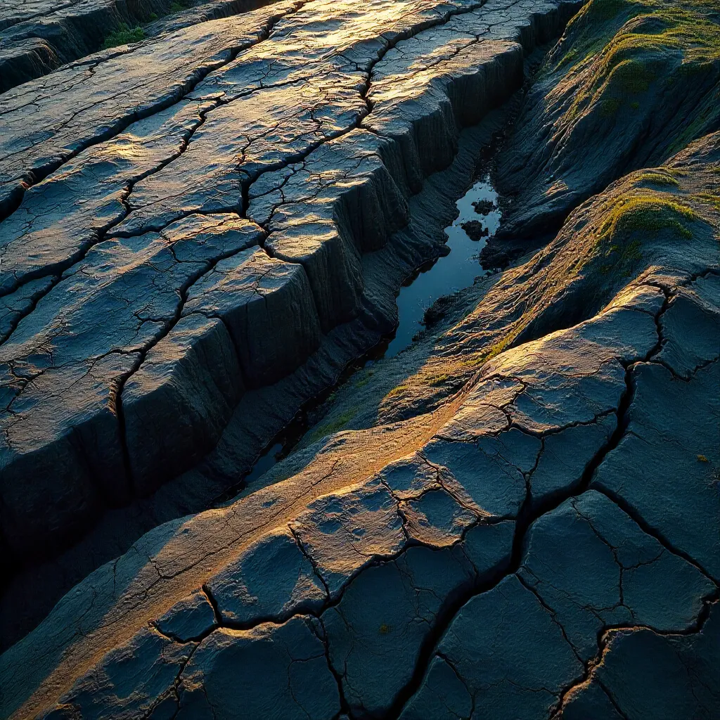 Aerial View of Icelandic Erosion-Rich Rock Surface