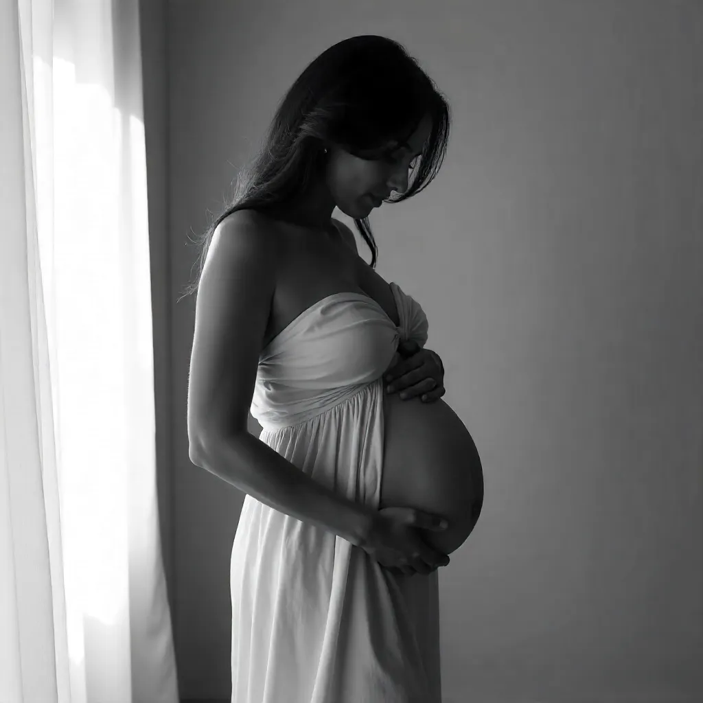 Timeless Black-and-White Maternity Portrait with Baby Bump