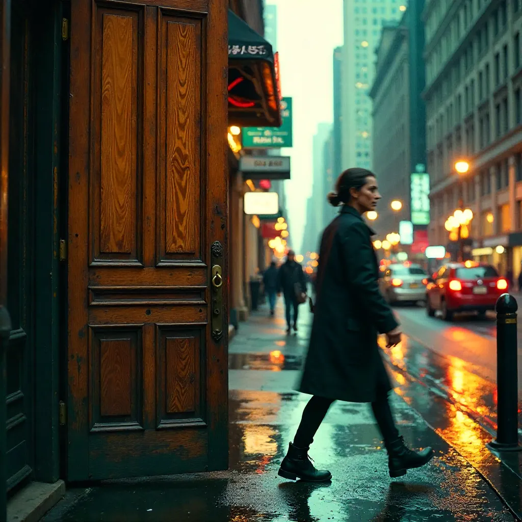 Motion Blur by a Vintage City Door