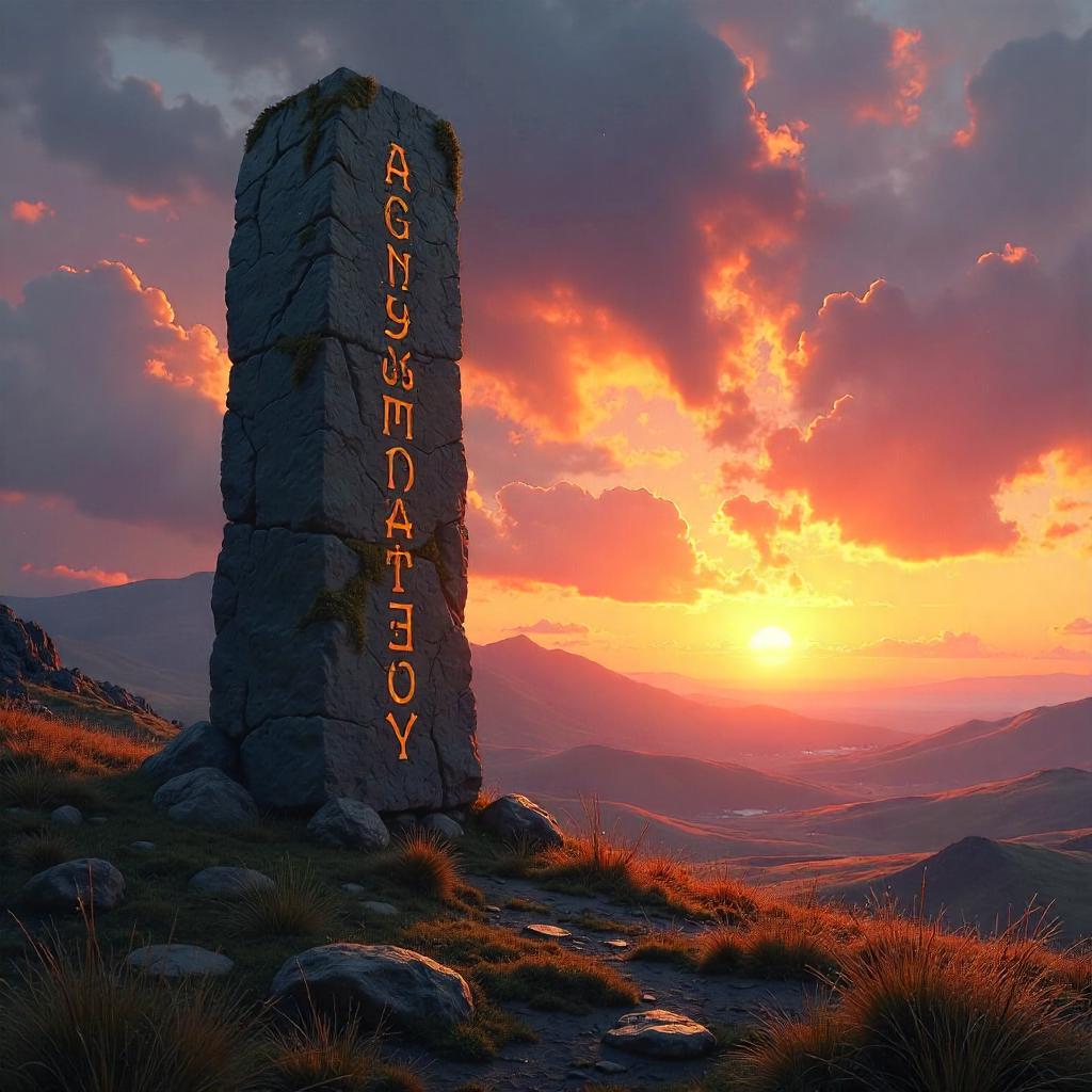 Sunset Runic Stone - Concept Art Scene