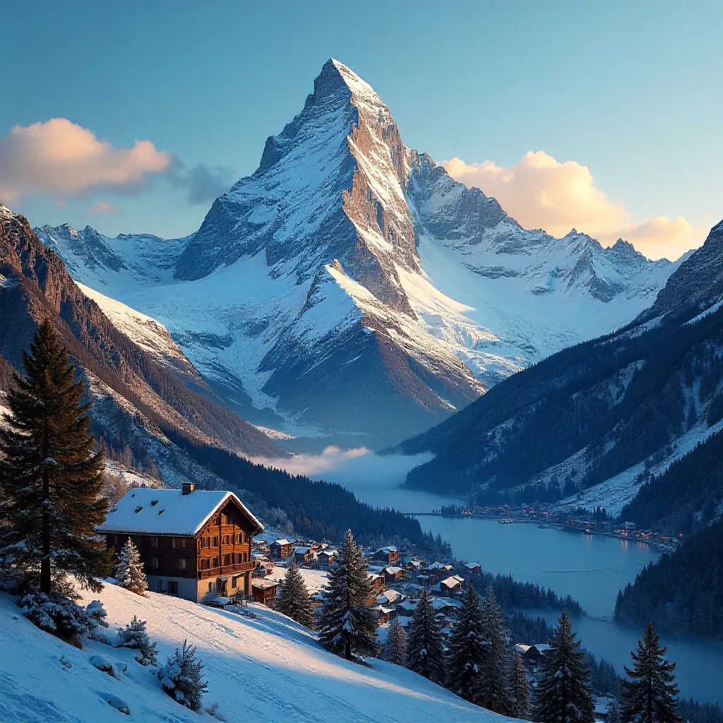 Mont Blanc Summit Over Chamonix at Dawn