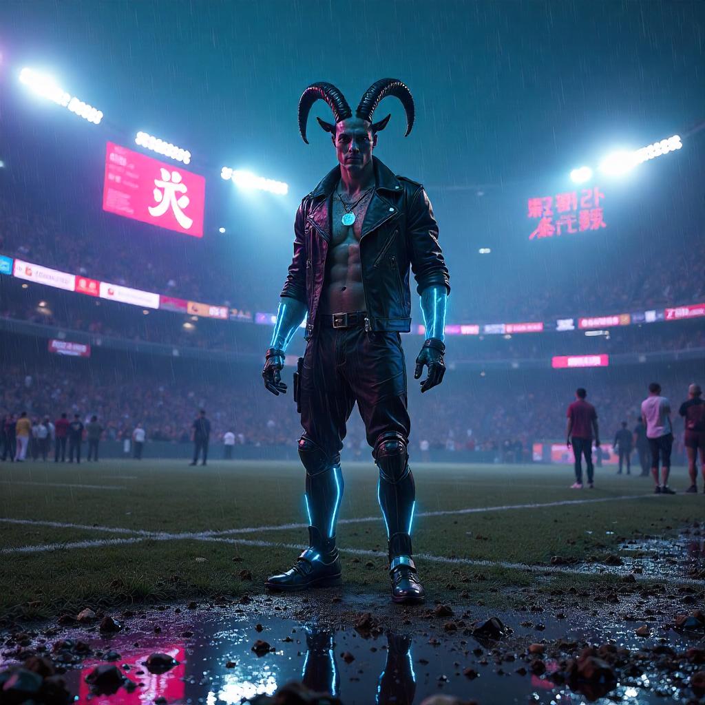 Neon Stadium Satyr: A Cyberpunk Myth in Lights