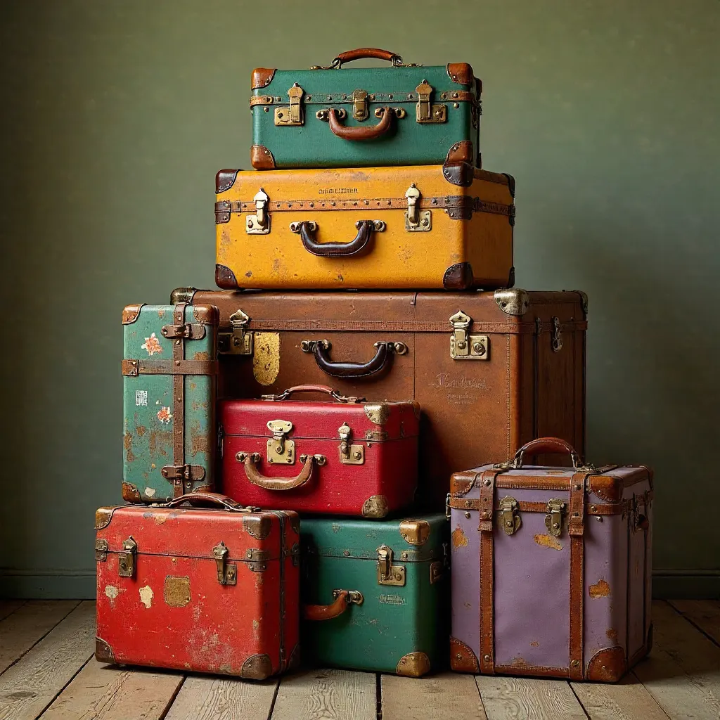 Colorful Vintage Suitcase Stack – Artistic Display