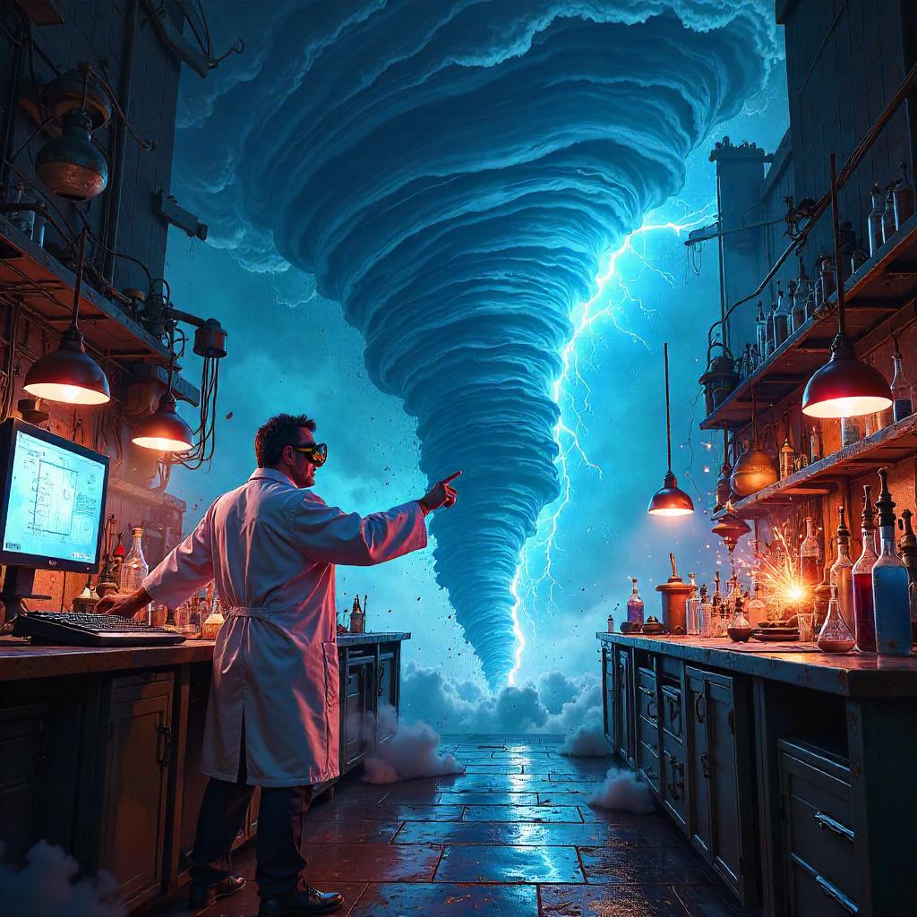 Tornado in the Mad Scientist Lab - Neon Digital Art