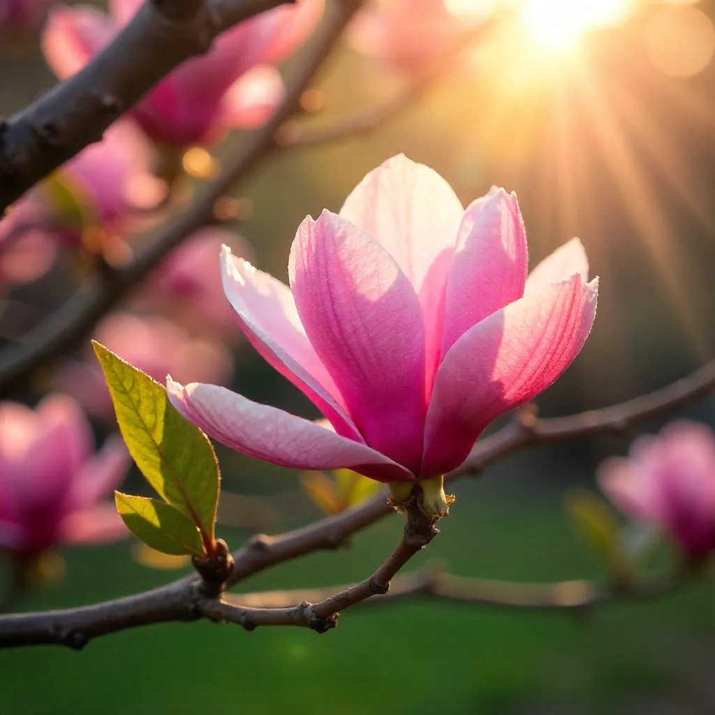 Blush Magnolias in Springtime Bloom