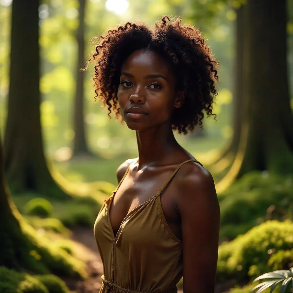 Forest Portrait of a Beautiful Black Woman