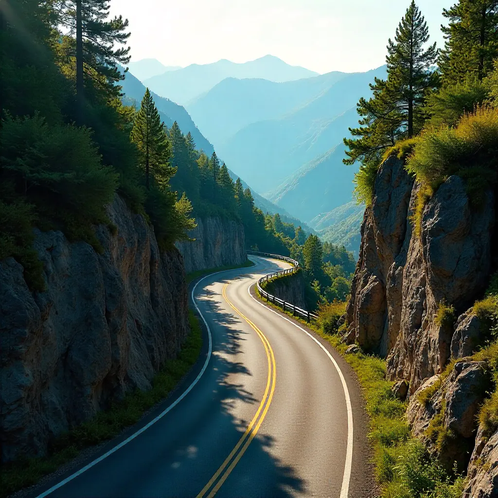 Aerial View of Winding Mountain Road in Seydişehir