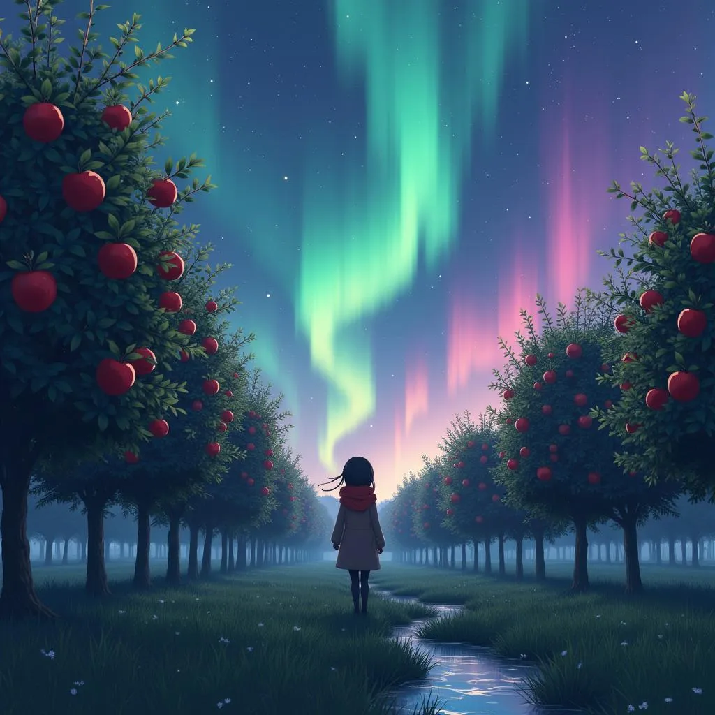 Aurora Night in the Anime Orchard