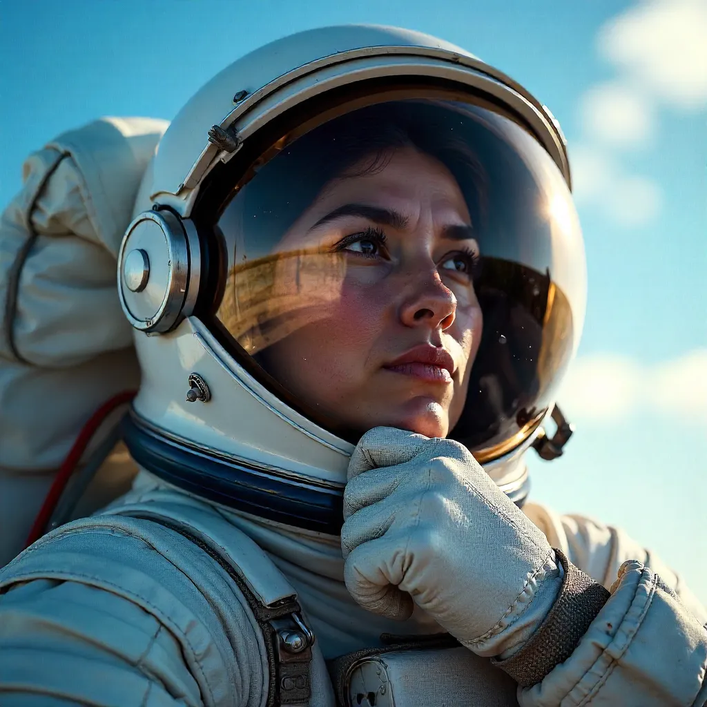 Reflection of Wonder: Close-Up Astronaut Pondering