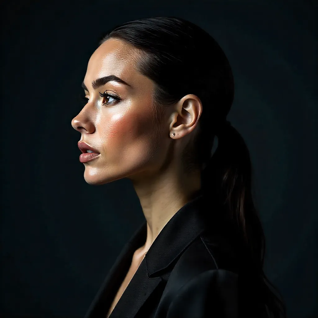 Bold Side Profile with Sleek Wet-Hair Couture
