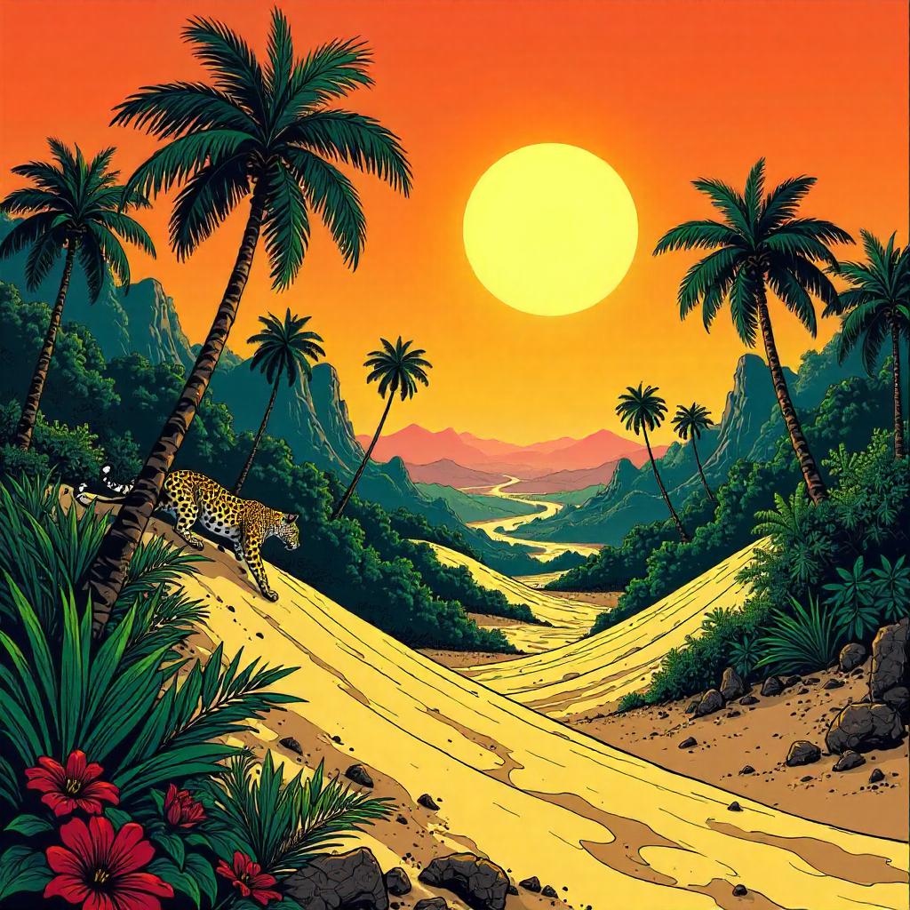 Jungle in the Sand: A Comic Book Scene