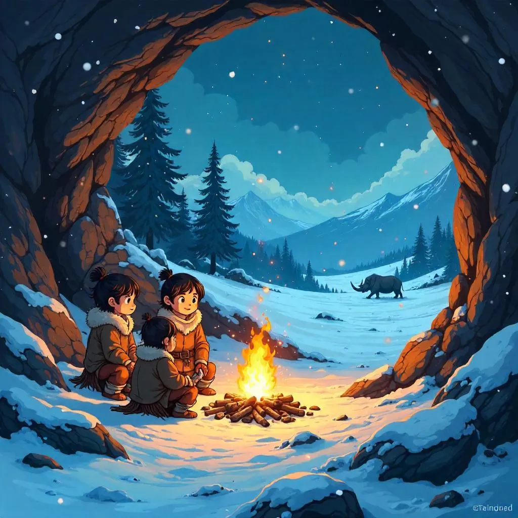 Snowbound Stone Age: Anime Winter Landscape