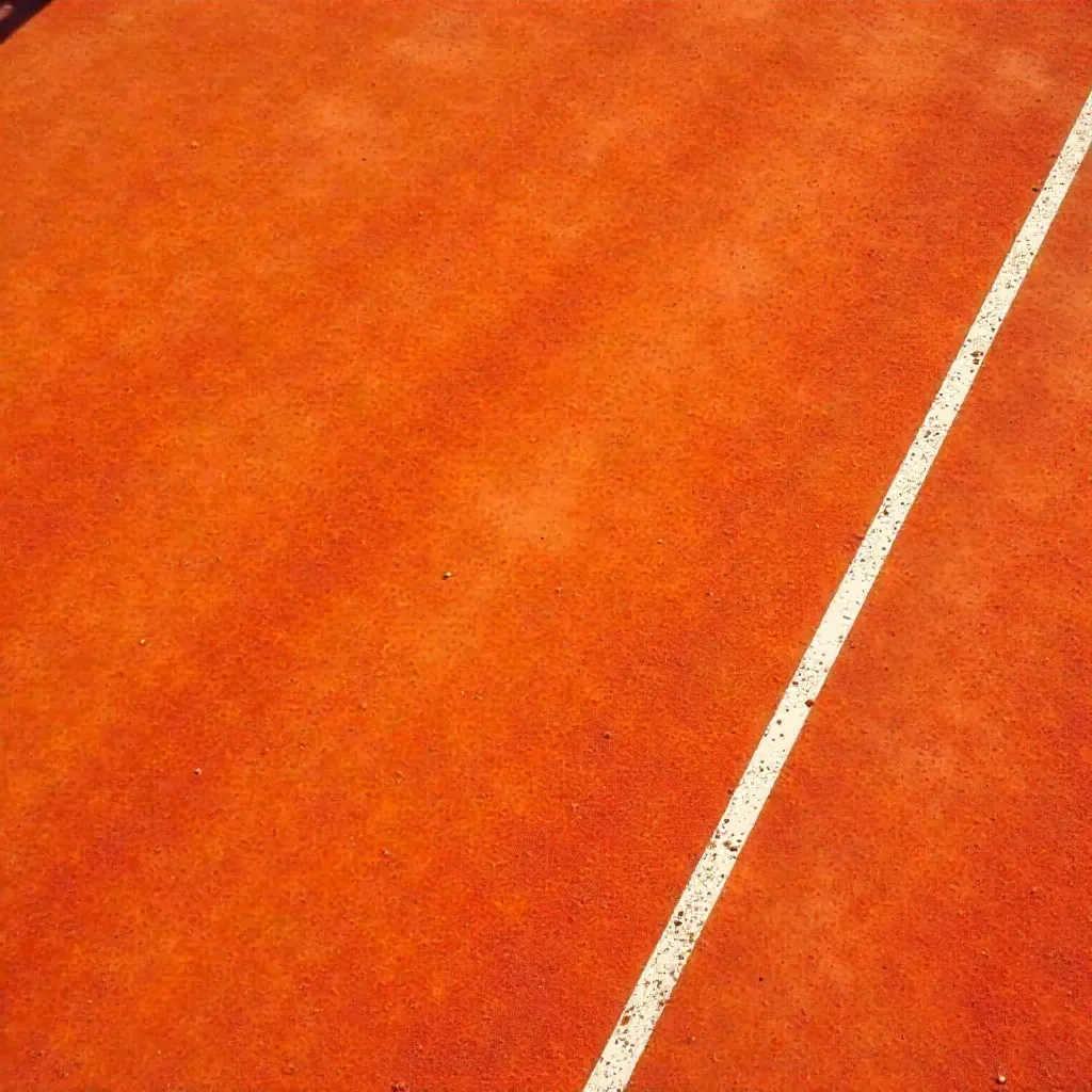 Minimalist Clay Tennis Court with White Lines