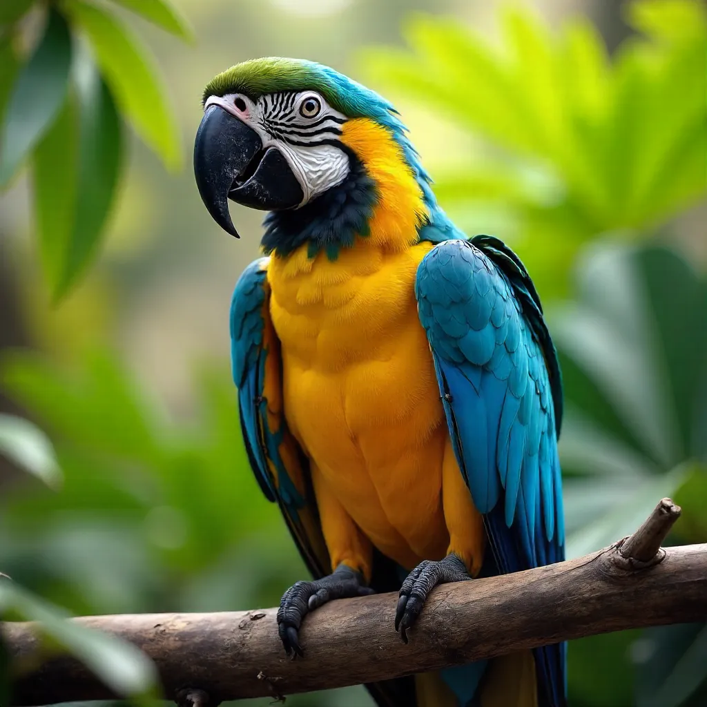 Blue and Yellow Macaw on a Branch at Omaha Zoo