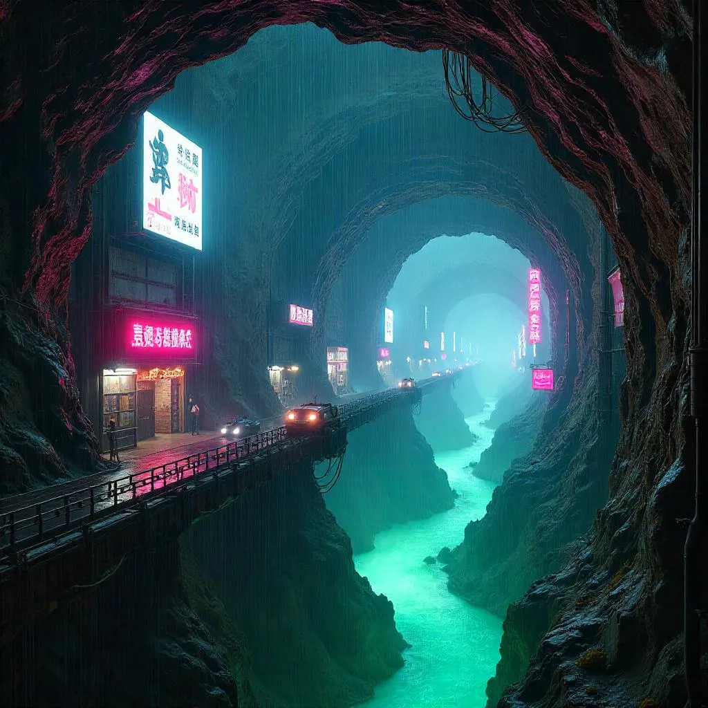 Neon Storm over the Underground Cybercity