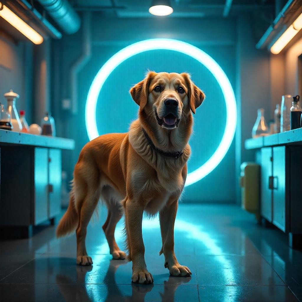 Futuristic Portal Lab Dog - 3D Render