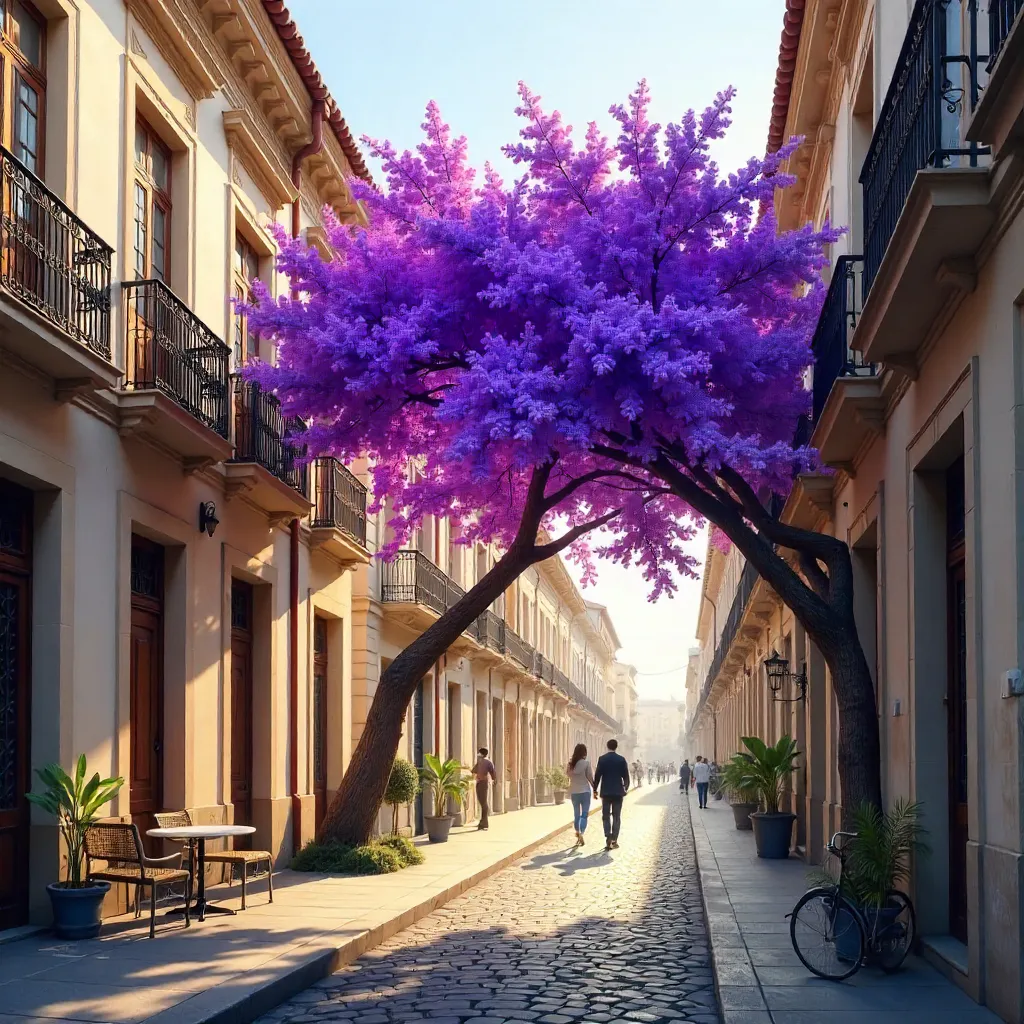 Blooming Jacaranda on a Historic Street Corner