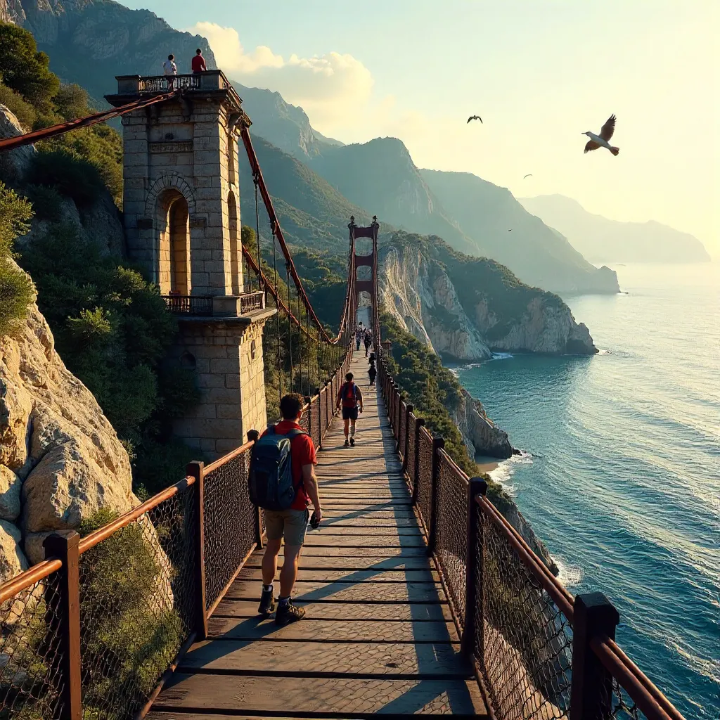 Dramatic Windsor Suspension Bridge, Gibraltar View