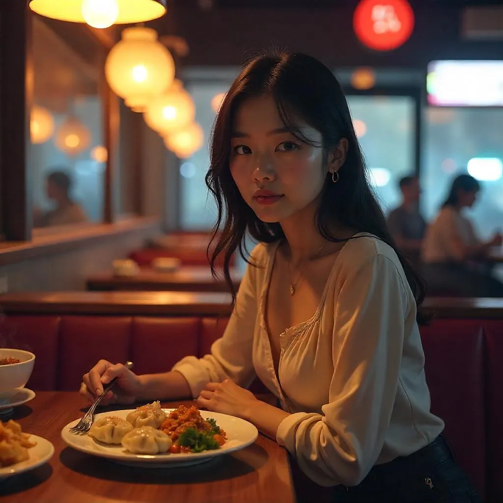 Dusk Dining: A Digital Portrait in a Modern Restaurant