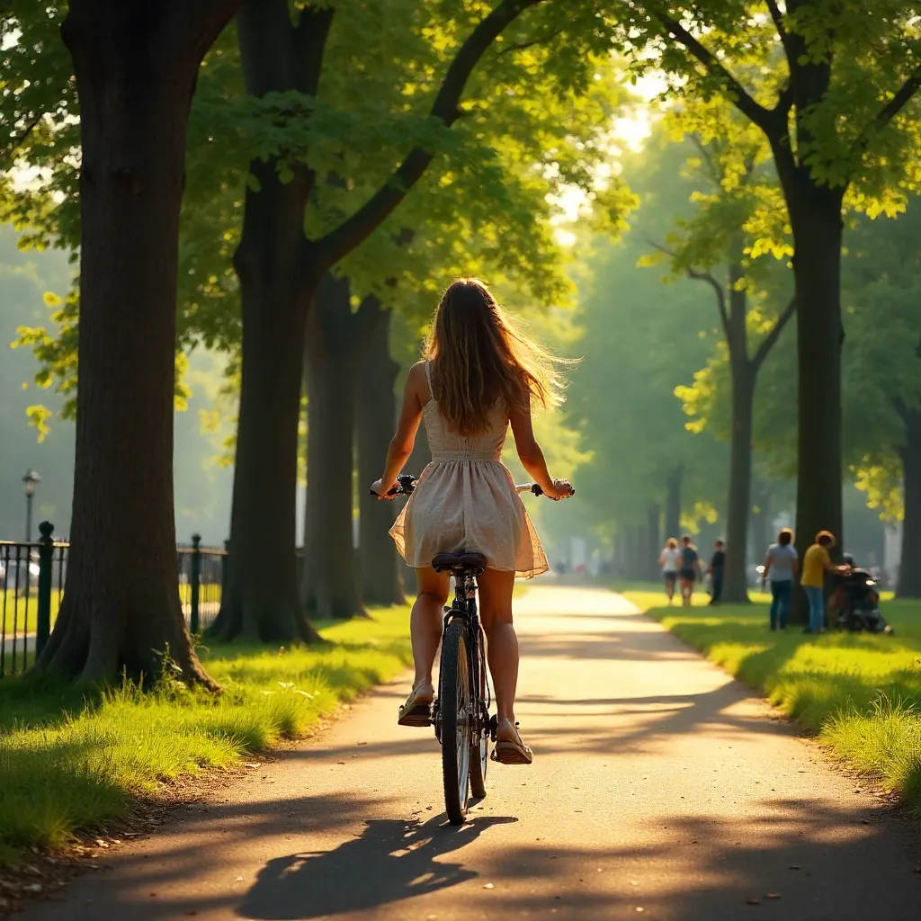 Parisian Tree-Lined Park Bicycle Ride
