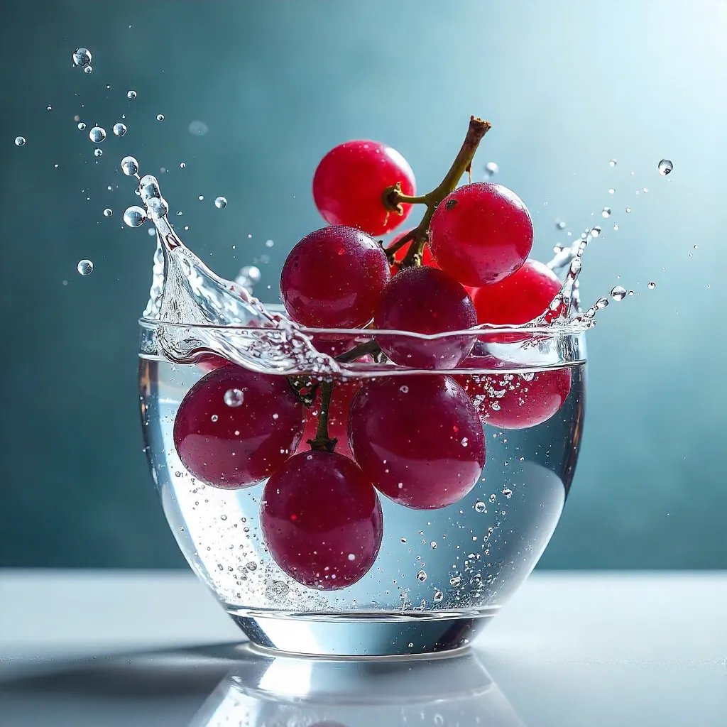 Vibrant Grapes Splash in Fresh Water