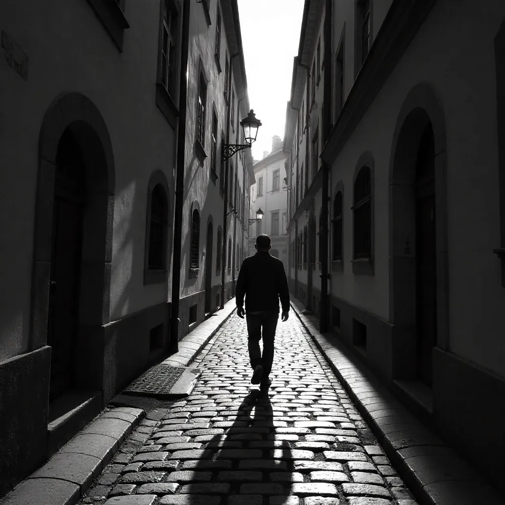 Silhouette on a Narrow Street in Gamla Stan, Stockholm