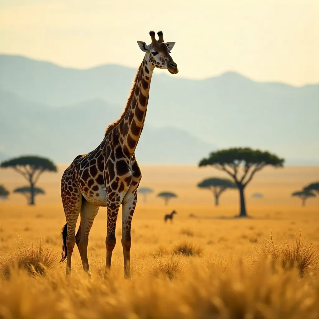Giraffe in the Golden South African Savannah