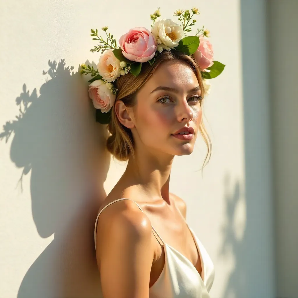 Sunlit Floral Crown by White Wall