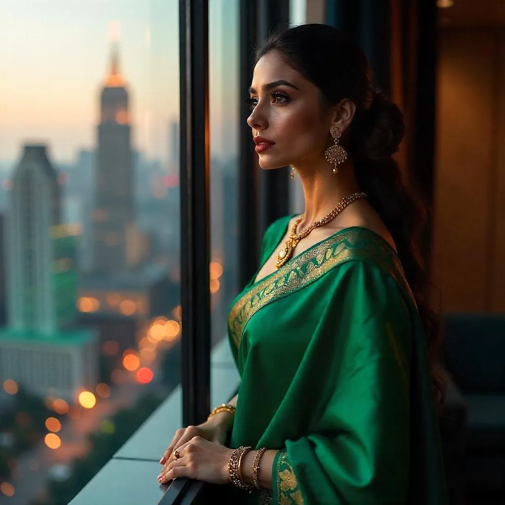 Photorealistic Indian Woman in a Lux Penthouse