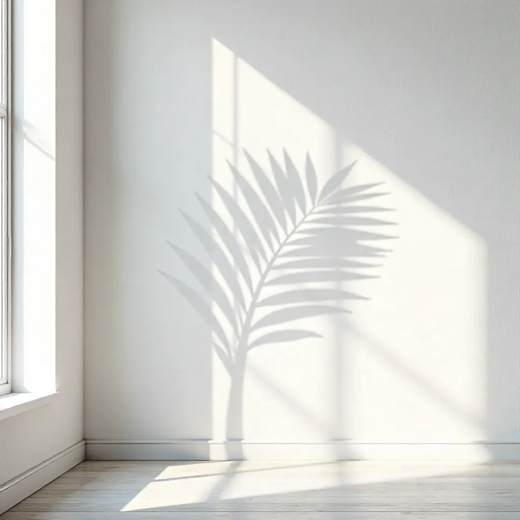 Elegant Palm Shadow on White Wall