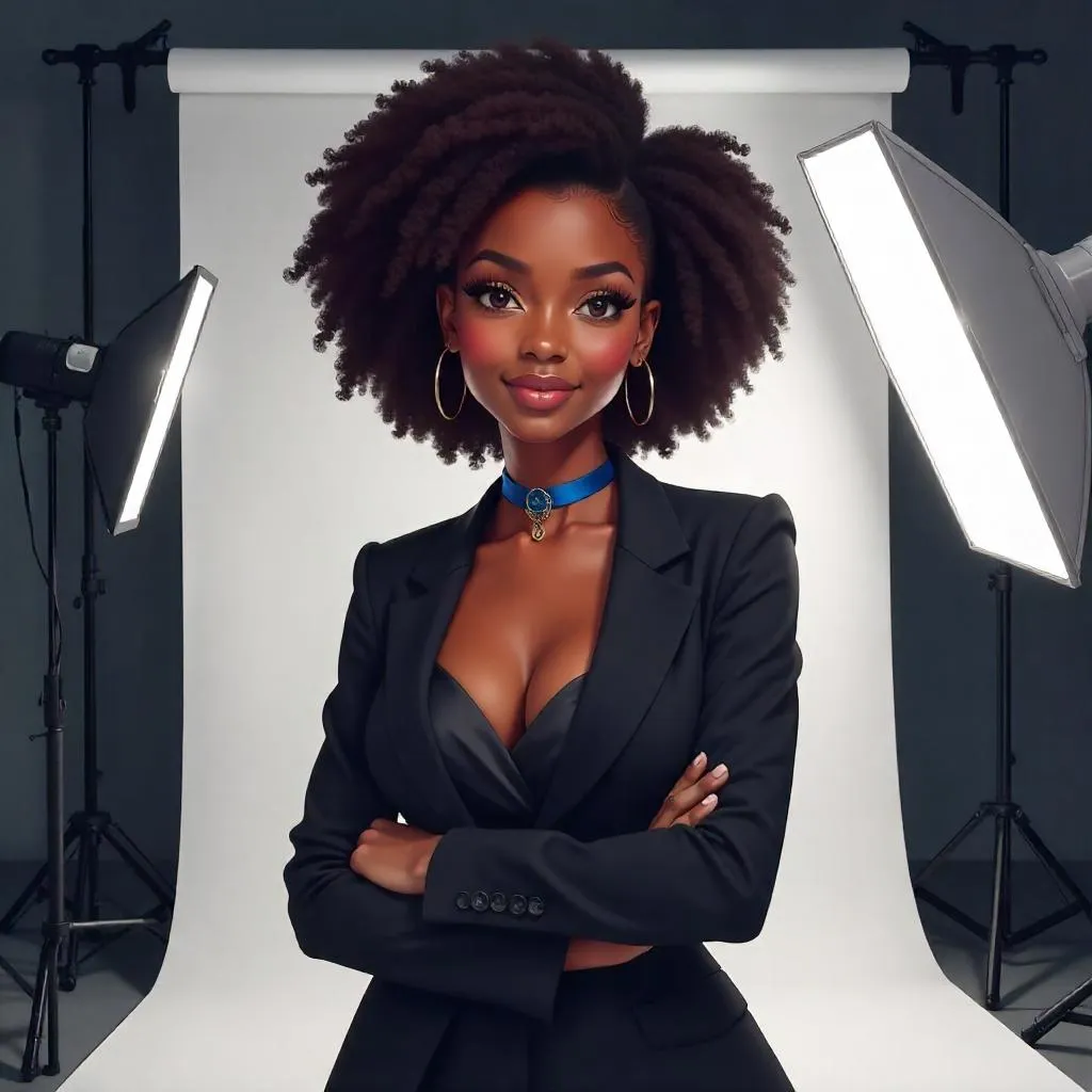 Studio Anime Portrait: Black Woman in Studio